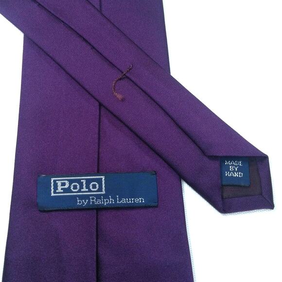 Polo Ralph Lauren Silk Necktie Men's Solid Purple Handmade USA Classic Quality - Picture 7 of 9